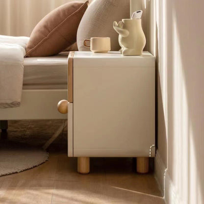 Contemporary Simplicity Square Cube Solid Wood Nightstand 2 - Drawer For Bedroom