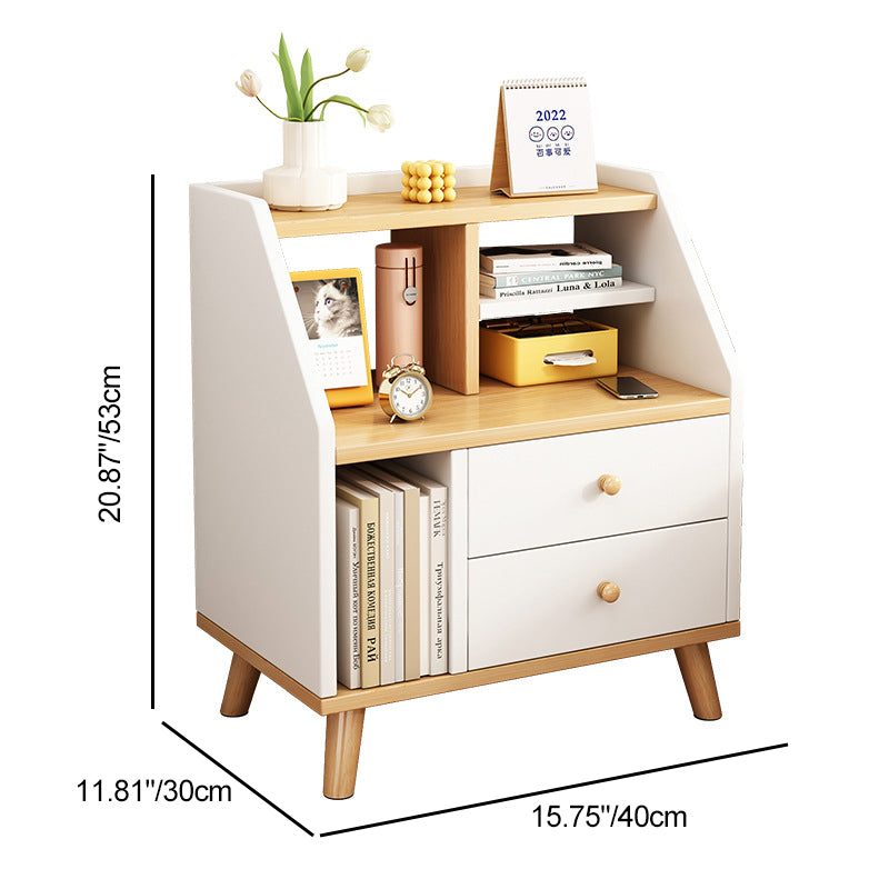 Contemporary Simplicity Density Board PVC Nightstand 2 - Drawer For Bedroom