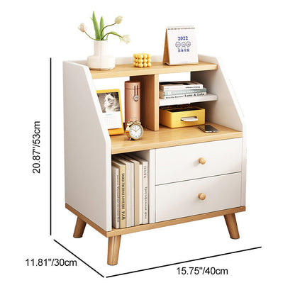 Contemporary Simplicity Density Board PVC Nightstand 2 - Drawer For Bedroom