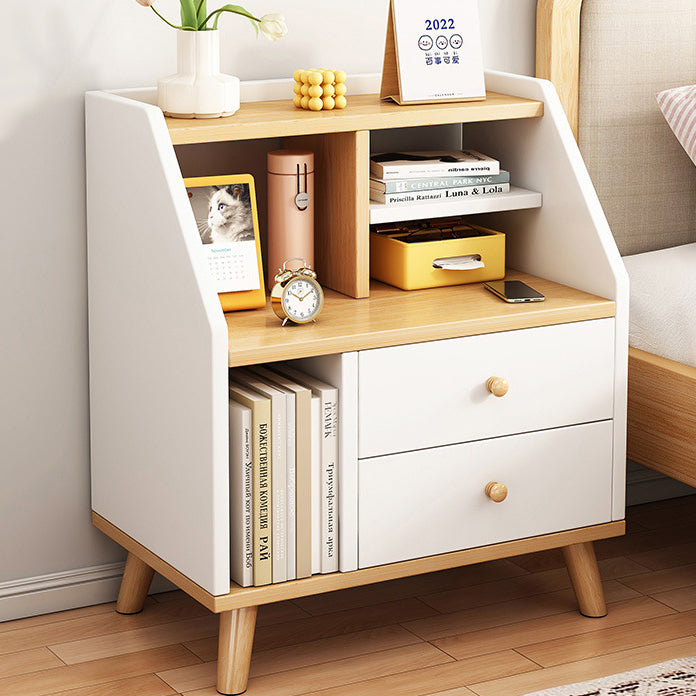 Contemporary Simplicity Density Board PVC Nightstand 2 - Drawer For Bedroom
