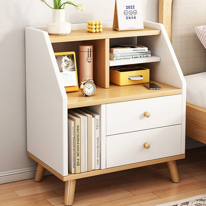 Contemporary Simplicity Density Board PVC Nightstand 2 - Drawer For Bedroom