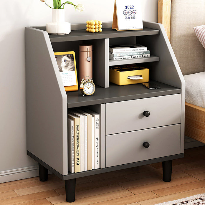 Contemporary Simplicity Density Board PVC Nightstand 2 - Drawer For Bedroom