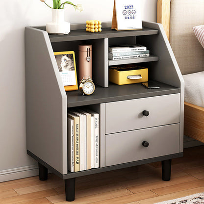 Contemporary Simplicity Density Board PVC Nightstand 2 - Drawer For Bedroom