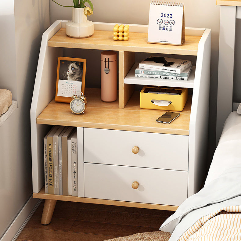 Contemporary Simplicity Density Board PVC Nightstand 2 - Drawer For Bedroom