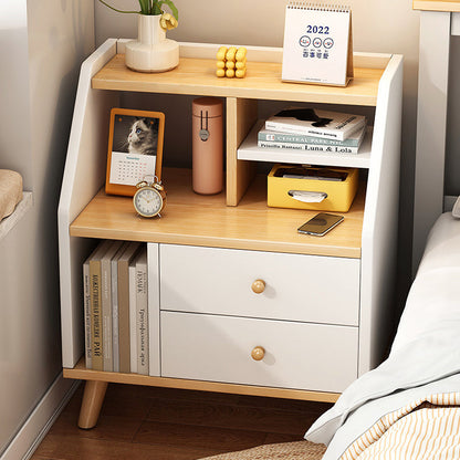 Contemporary Simplicity Density Board PVC Nightstand 2 - Drawer For Bedroom