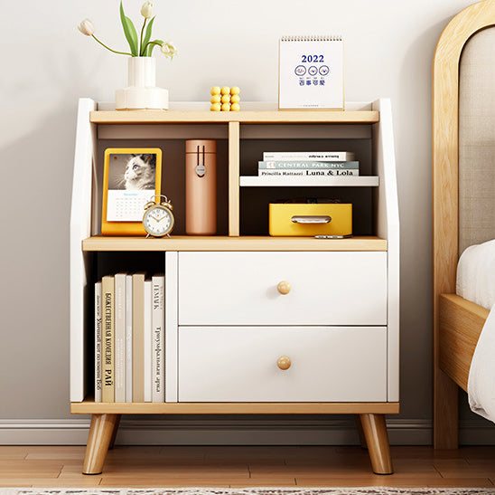 Contemporary Simplicity Density Board PVC Nightstand 2 - Drawer For Bedroom