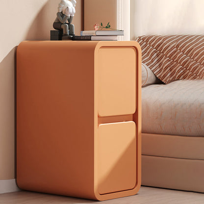 Modern Minimalist Rectangular Cube Nappa Microfiber Leather Solid Wood Hardware Nightstand 2 - Drawer For Bedroom