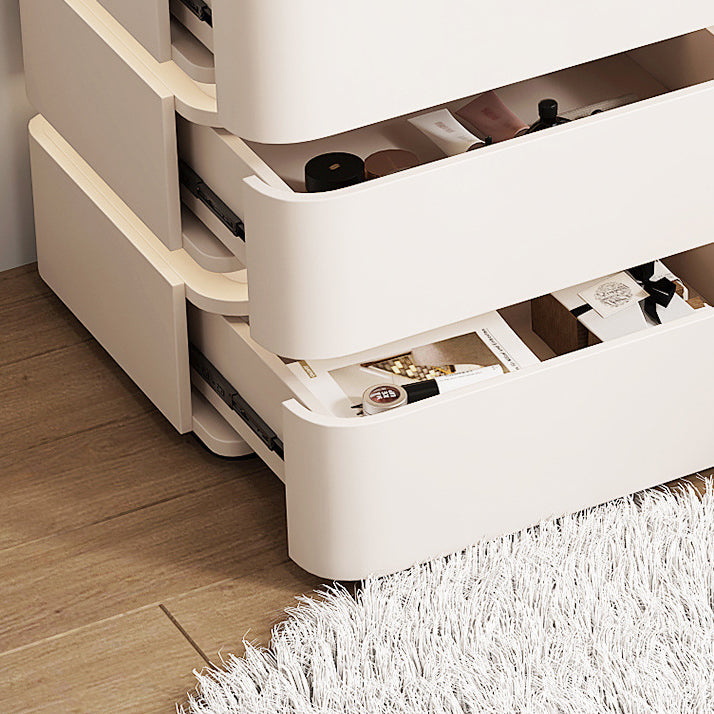 Modern Minimalist Square Cube Solid Wood Hardware Light Strip Nightstand 3 - Drawer For Bedroom