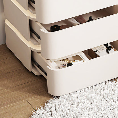 Modern Minimalist Square Cube Solid Wood Hardware Light Strip Nightstand 3 - Drawer For Bedroom