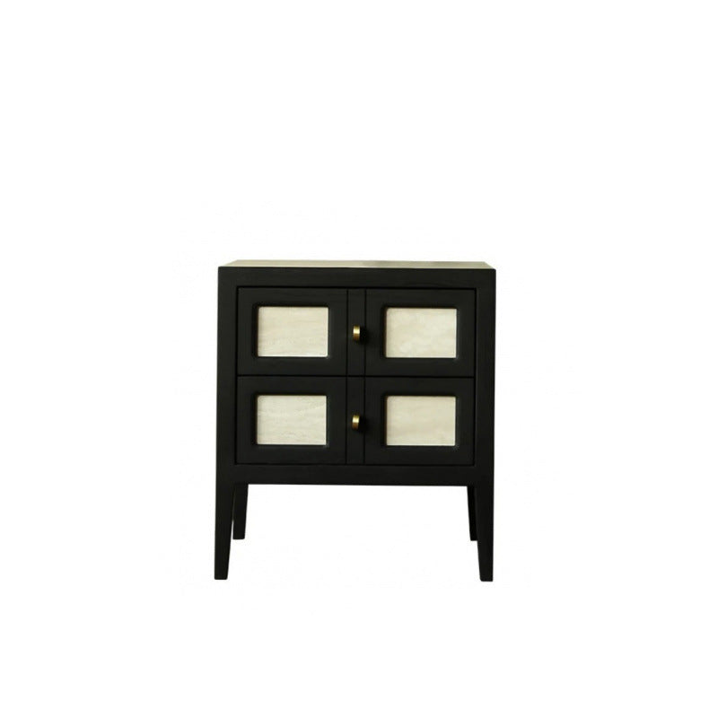 Traditional French Square Cube Solid Wood Nightstand 2 - Drawer For Bedroom