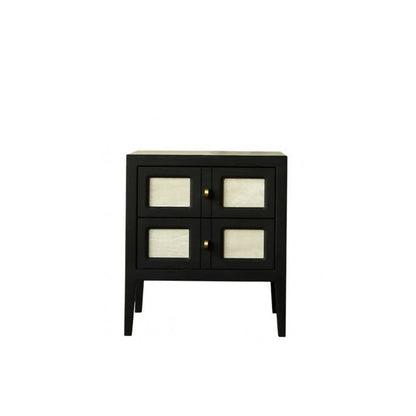 Traditional French Square Cube Solid Wood Nightstand 2 - Drawer For Bedroom