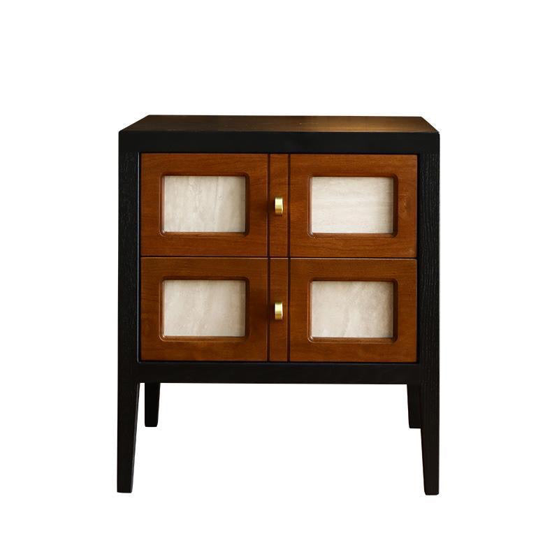 Traditional French Square Cube Solid Wood Nightstand 2 - Drawer For Bedroom