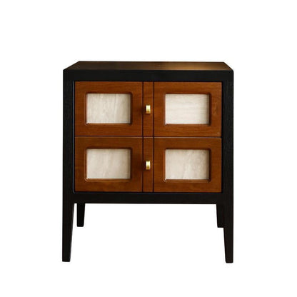 Traditional French Square Cube Solid Wood Nightstand 2 - Drawer For Bedroom