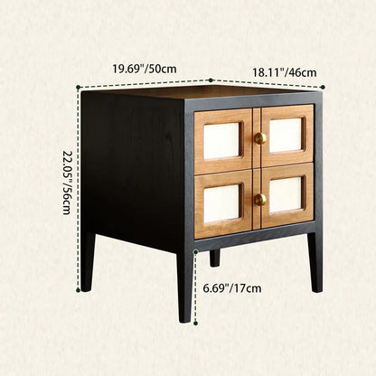 Traditional French Square Cube Solid Wood Nightstand 2 - Drawer For Bedroom