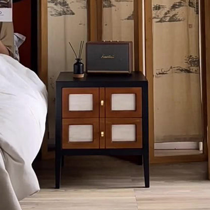 Traditional French Square Cube Solid Wood Nightstand 2 - Drawer For Bedroom