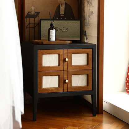 Traditional French Square Cube Solid Wood Nightstand 2 - Drawer For Bedroom