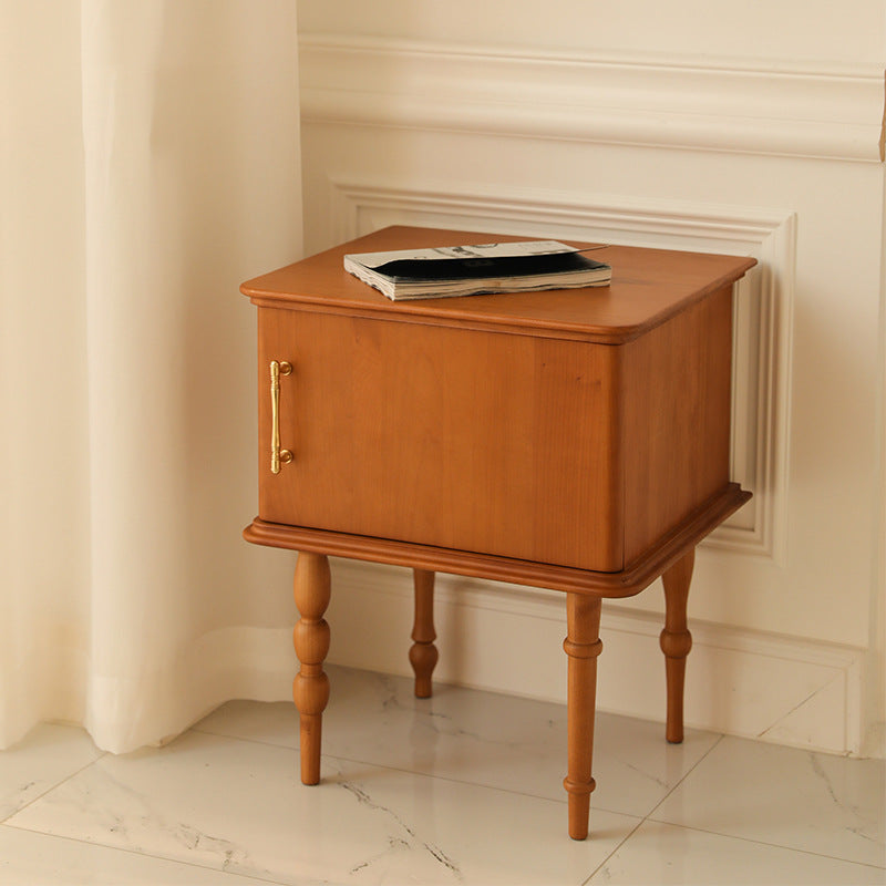 Traditional French Square Cube Solid Wood Ash Nightstand 1 - Cabinet For Bedroom