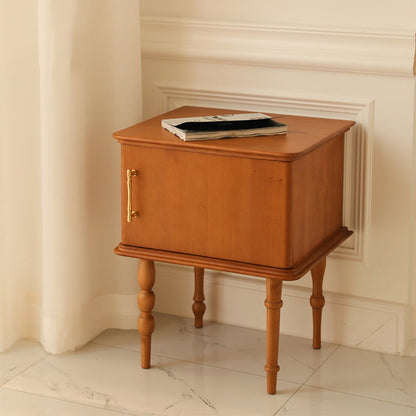 Traditional French Square Cube Solid Wood Ash Nightstand 1 - Cabinet For Bedroom