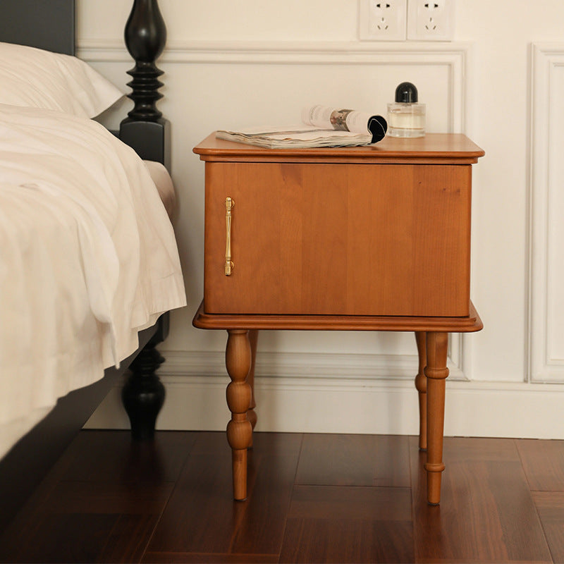 Traditional French Square Cube Solid Wood Ash Nightstand 1 - Cabinet For Bedroom