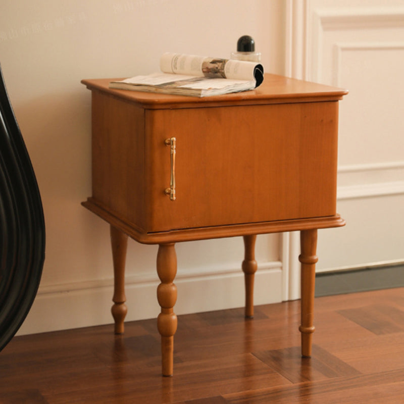 Traditional French Square Cube Solid Wood Ash Nightstand 1 - Cabinet For Bedroom