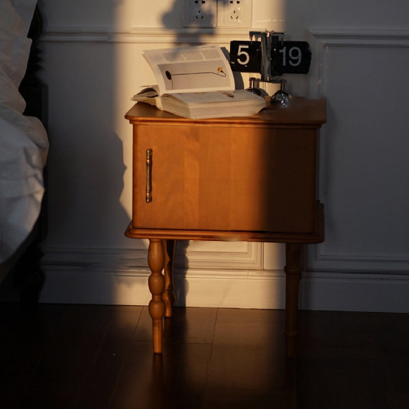 Traditional French Square Cube Solid Wood Ash Nightstand 1 - Cabinet For Bedroom