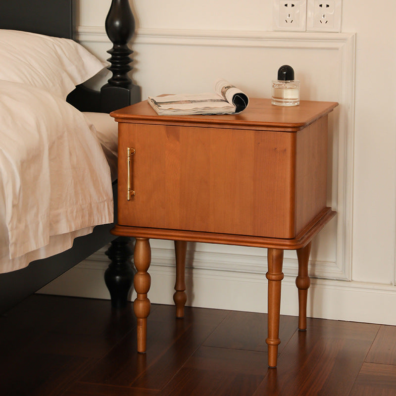Traditional French Square Cube Solid Wood Ash Nightstand 1 - Cabinet For Bedroom