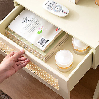 Contemporary Simplicity Rectangle Cube Composite Board ABS Bamboo Nightstand 1 - Drawer For Bedroom