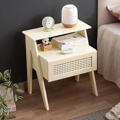 Contemporary Simplicity Rectangle Cube Composite Board ABS Bamboo Nightstand 1 - Drawer For Bedroom