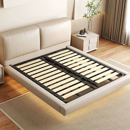 Contemporary Scandinavian Square Cube Solid Wood Leather Nightstand 2 - Drawer For Bedroom