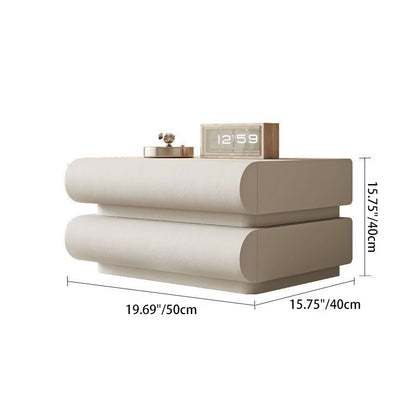 Contemporary Nordic Square Cube Solid Wood Leather Hardware Nightstand 2 - Drawer For Bedroom