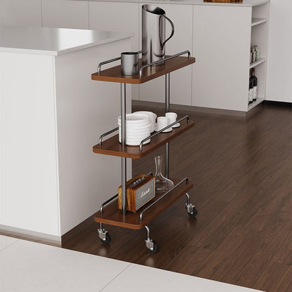 Contemporary Scandinavian Rectangle Artificial Board Painted Metal Side Table 3 - Tier For Dining Room