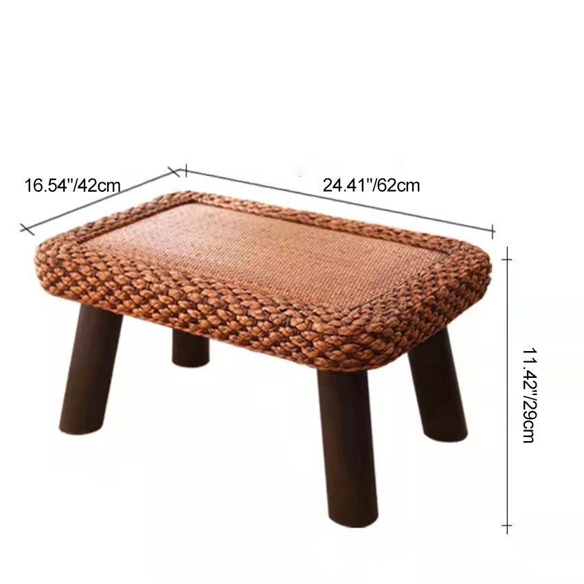 Traditional Japanese Round Rectangle Cottonwood Rattan Coffee Table 1 - Tier For Dining Room