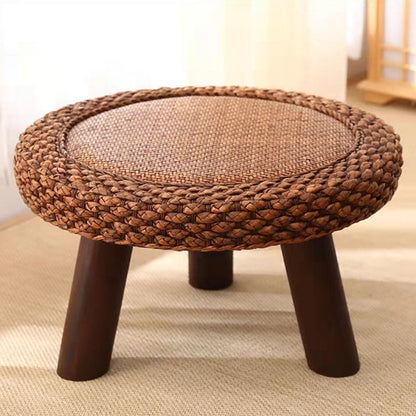 Traditional Japanese Round Rectangle Cottonwood Rattan Coffee Table 1 - Tier For Dining Room