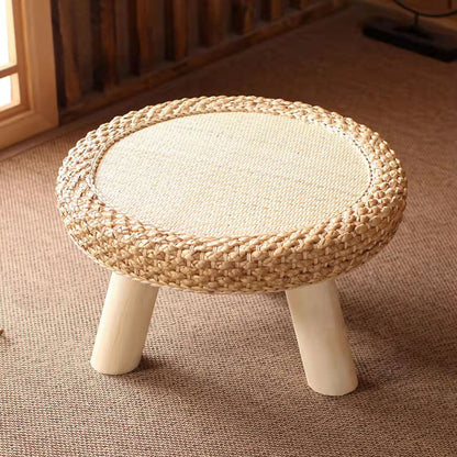 Traditional Japanese Round Rectangle Cottonwood Rattan Coffee Table 1 - Tier For Dining Room