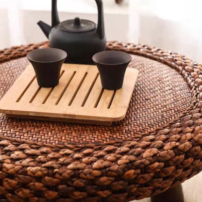 Traditional Japanese Round Rectangle Cottonwood Rattan Coffee Table 1 - Tier For Dining Room