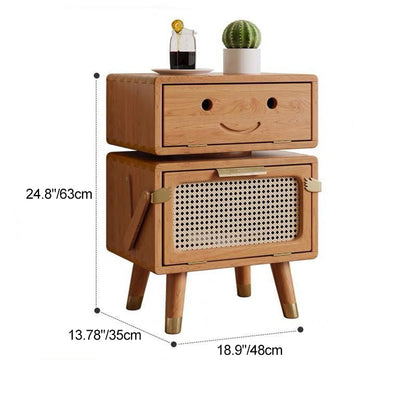 Contemporary Creative Rotatable Kids Robot Rectangular Cubic Ash Rattan Hardware Nightstand 2 - Cabinet For Bedroom