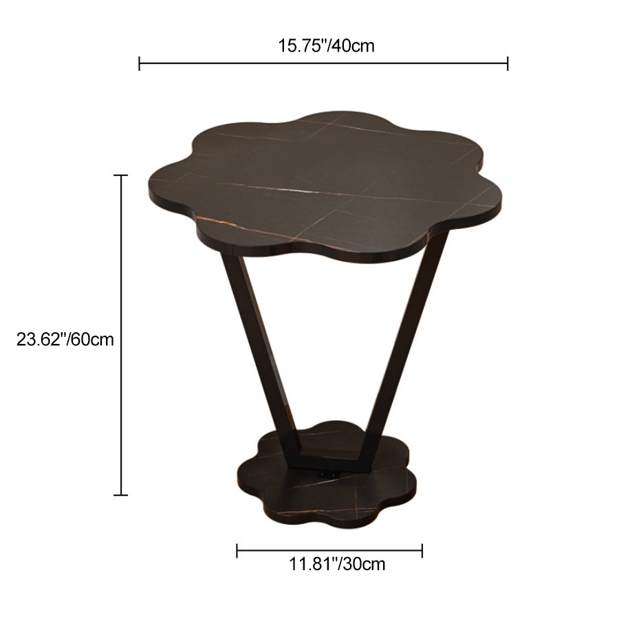 Contemporary Simplicity Flowers Density Board Painted Steel Pipe Side Table 2 - Tier For Bedroom