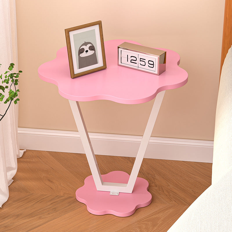 Contemporary Simplicity Flowers Density Board Painted Steel Pipe Side Table 2 - Tier For Bedroom