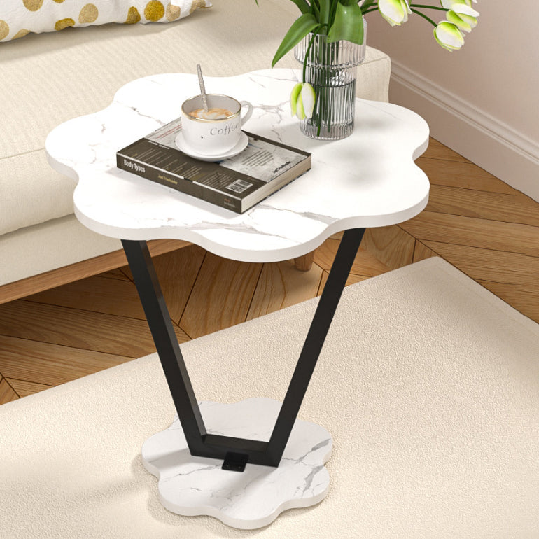 Contemporary Simplicity Flowers Density Board Painted Steel Pipe Side Table 2 - Tier For Bedroom