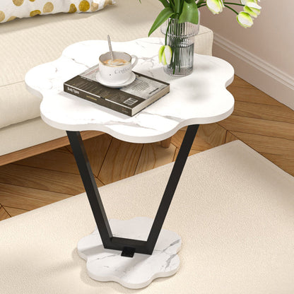Contemporary Simplicity Flowers Density Board Painted Steel Pipe Side Table 2 - Tier For Bedroom