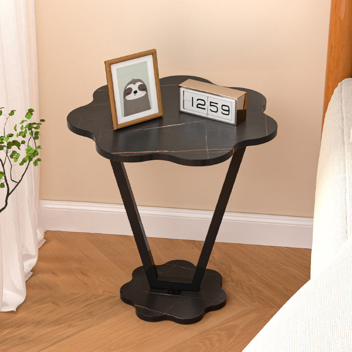 Contemporary Simplicity Flowers Density Board Painted Steel Pipe Side Table 2 - Tier For Bedroom