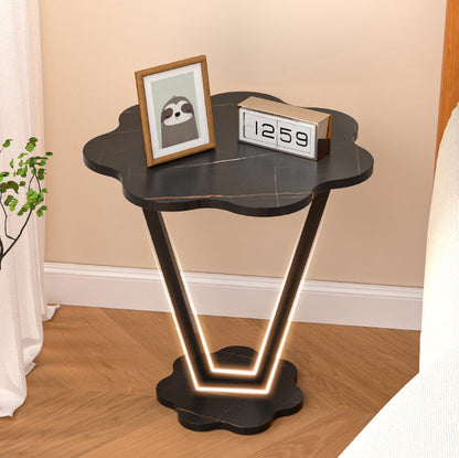 Contemporary Simplicity Flowers Density Board Painted Steel Pipe Side Table 2 - Tier For Bedroom