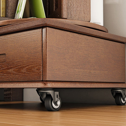 Contemporary Simplicity Round Square Storage Rotatable Bookshelf Solid Wood Hardware Nightstand 1 - Drawer For Bedroom