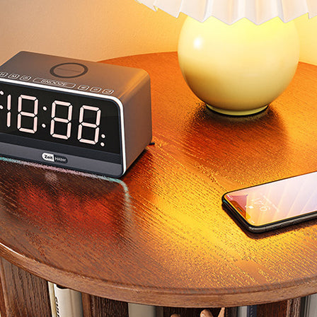 Contemporary Simplicity Round Square Storage Rotatable Bookshelf Solid Wood Hardware Nightstand 1 - Drawer For Bedroom