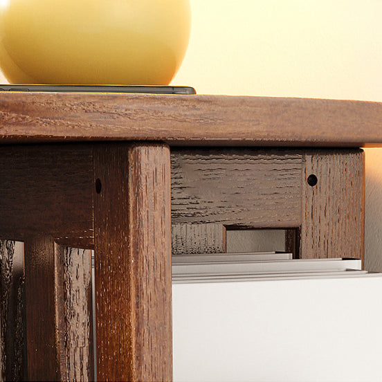 Contemporary Simplicity Round Square Storage Rotatable Bookshelf Solid Wood Hardware Nightstand 1 - Drawer For Bedroom