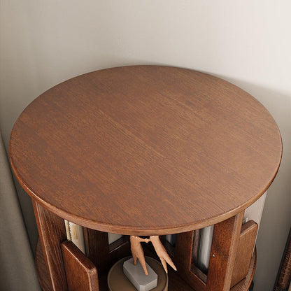 Contemporary Simplicity Round Square Storage Rotatable Bookshelf Solid Wood Hardware Nightstand 1 - Drawer For Bedroom