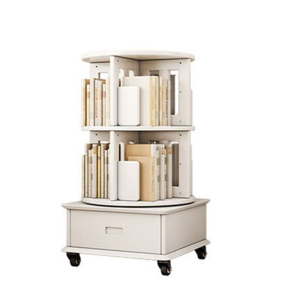 Contemporary Simplicity Round Square Storage Rotatable Bookshelf Solid Wood Hardware Nightstand 1 - Drawer For Bedroom