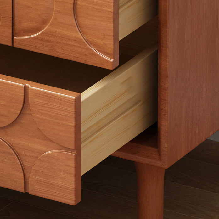 Contemporary Retro Square Cube Solid Wood Rubber Wood Hardware Nightstand 2 - Drawer For Bedroom