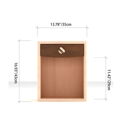 Contemporary Simplicity Square Cube Solid Wood Hardware Nightstand 1 - Drawer For Bedroom