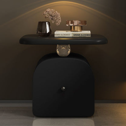 Contemporary Nordic Square Solid Wood Multilayer Board Hardware Acrylic Nightstand 1 - Drawer For Bedroom